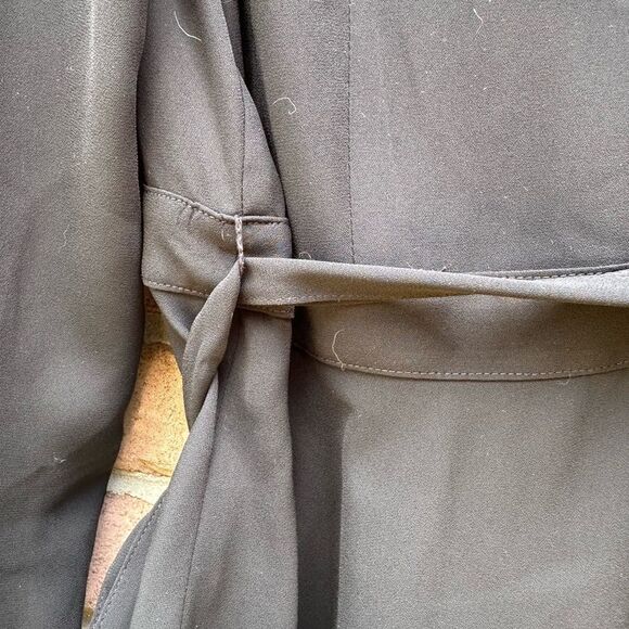 Ann Taylor Sheer Black Wrap Tie Front Blouse - Picture 7 of 8